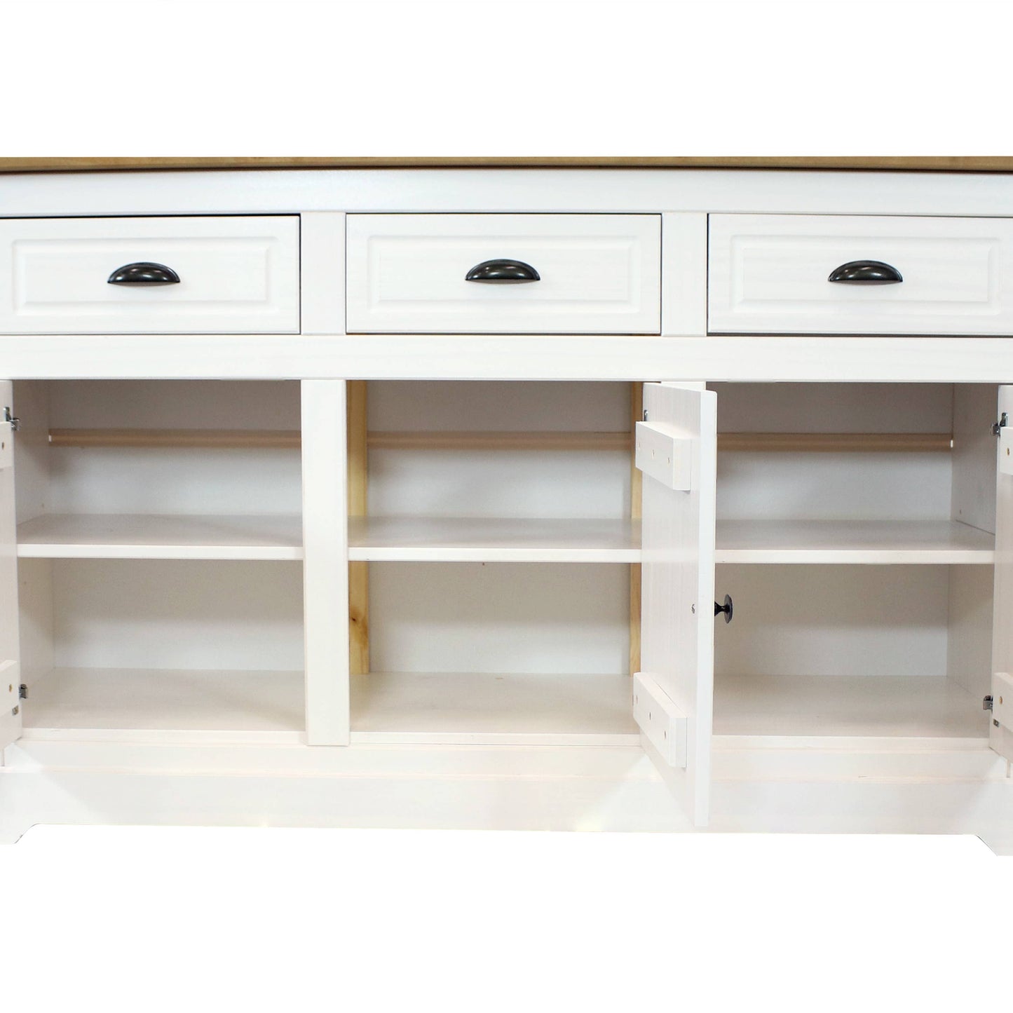 Solid Pine Sideboard with 3 Drawers and 3 Doors - White