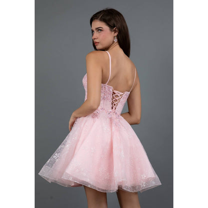 Short Corset Dress With Floral Embroidery