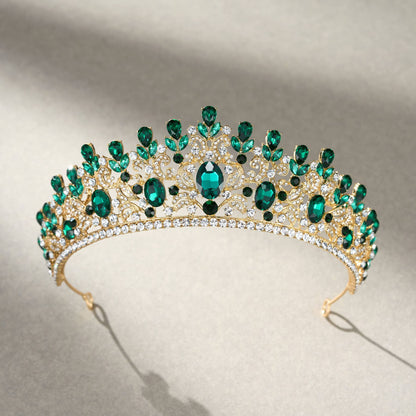 SWEETV costume crystal crowns: Green