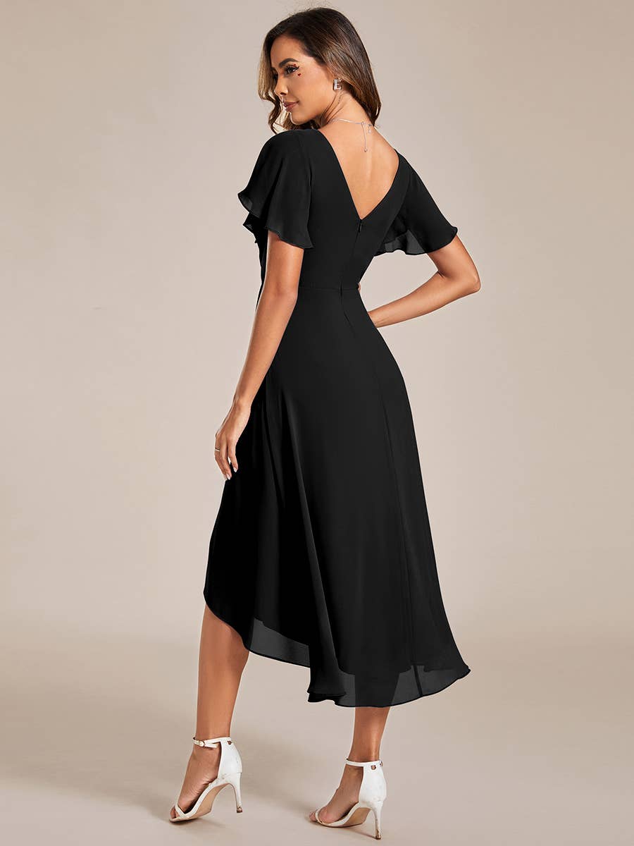 Pleated Ruffles Chiffon Wedding Guest Dresses