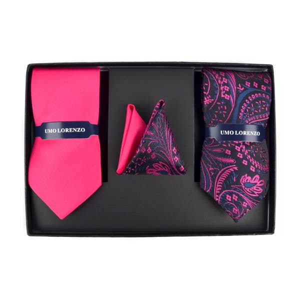 Dotted & Solid Tie with Matching Hanky Box Set