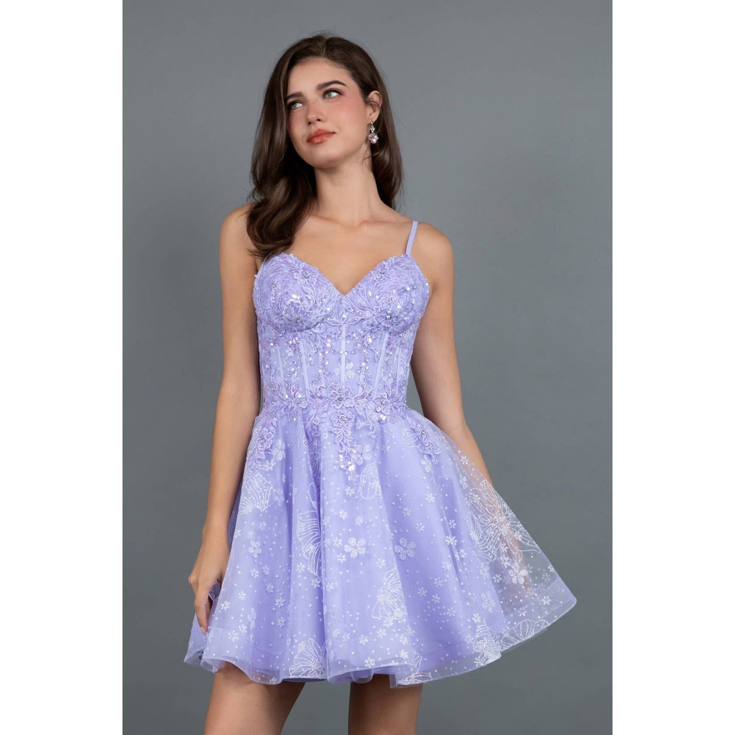 Short Corset Dress With Floral Embroidery