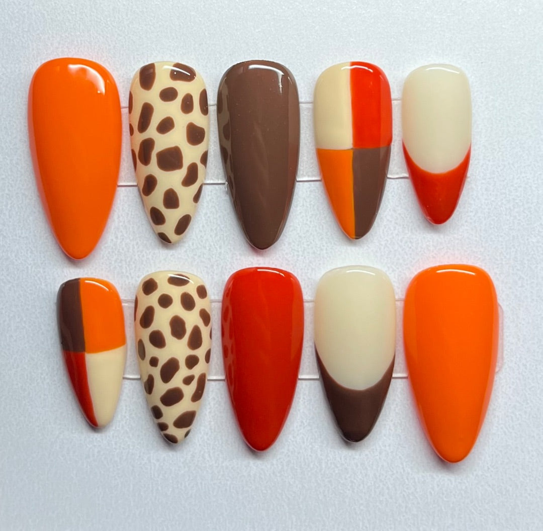 Brown/Orange Animal Print , Small