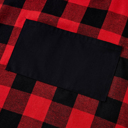 Family Christmas Kitchen Apron Red&Black Plaid 100% Cotton
