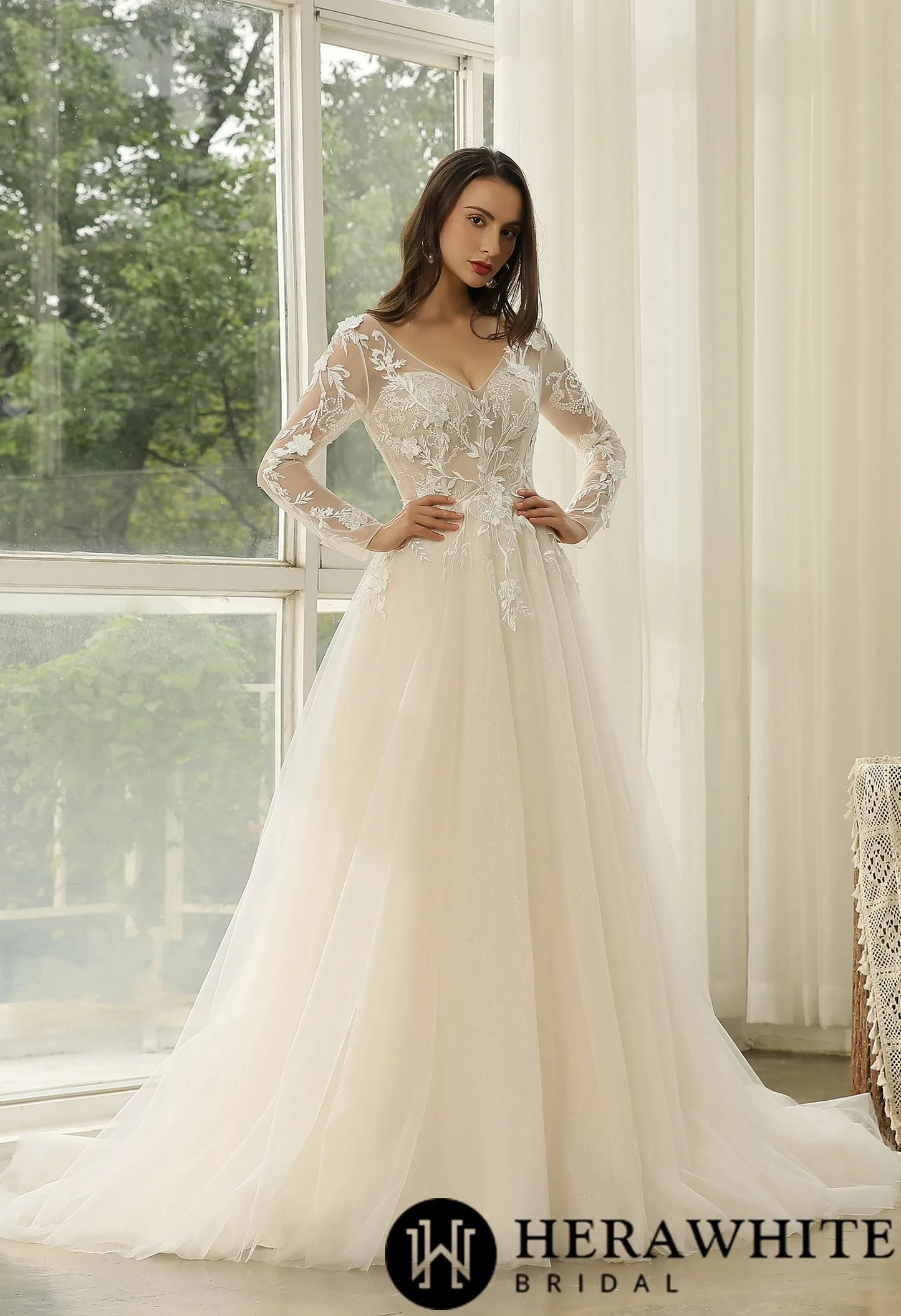 Princess Wedding Dress with Long sleeves