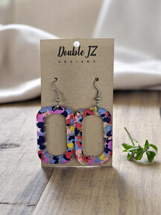 Floral Rectangle acrylic Earring