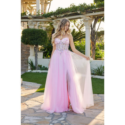 FLORAL EMBELLISHED GOWN WITH MATCHING CHOKER