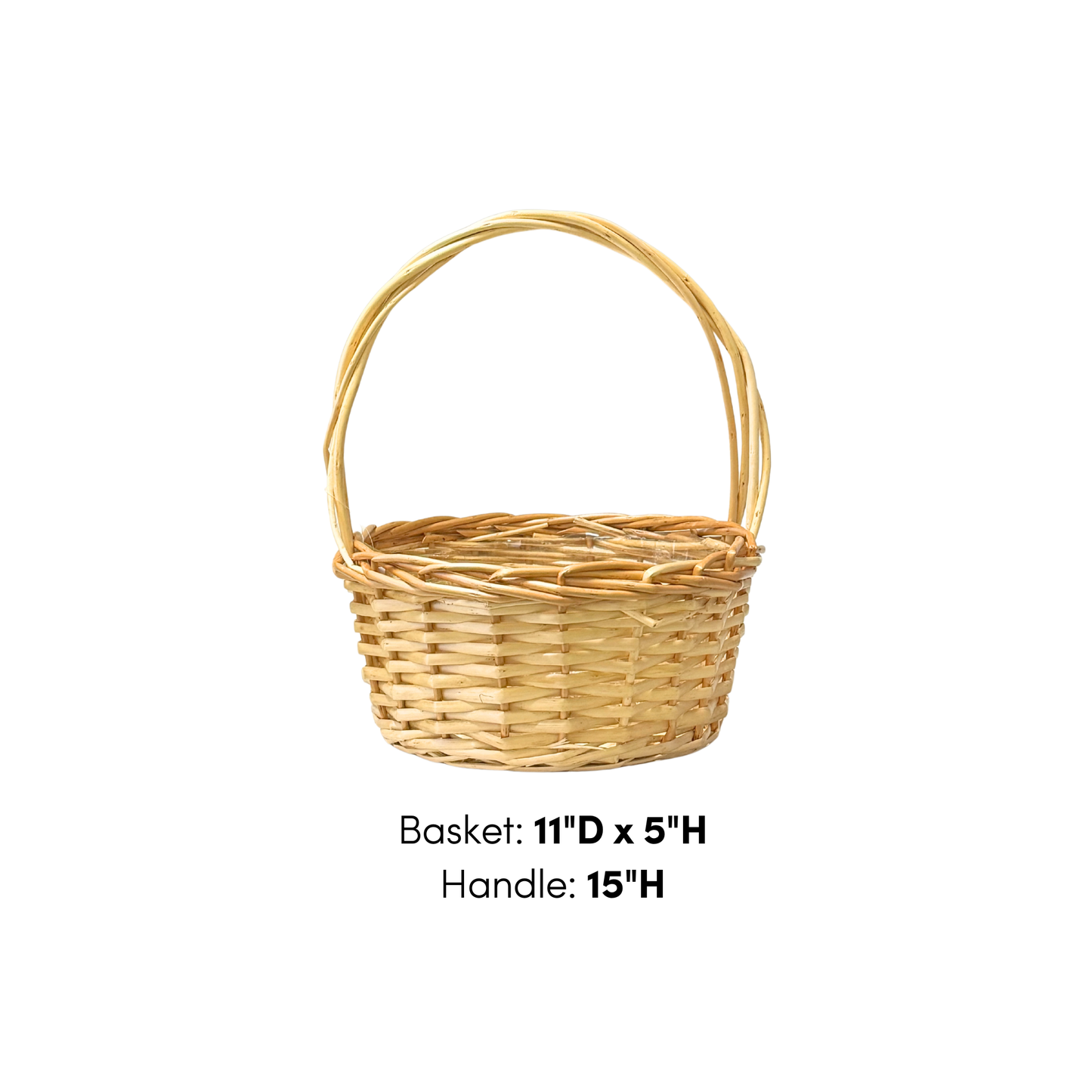 Medium Round Wood Basket with Handle