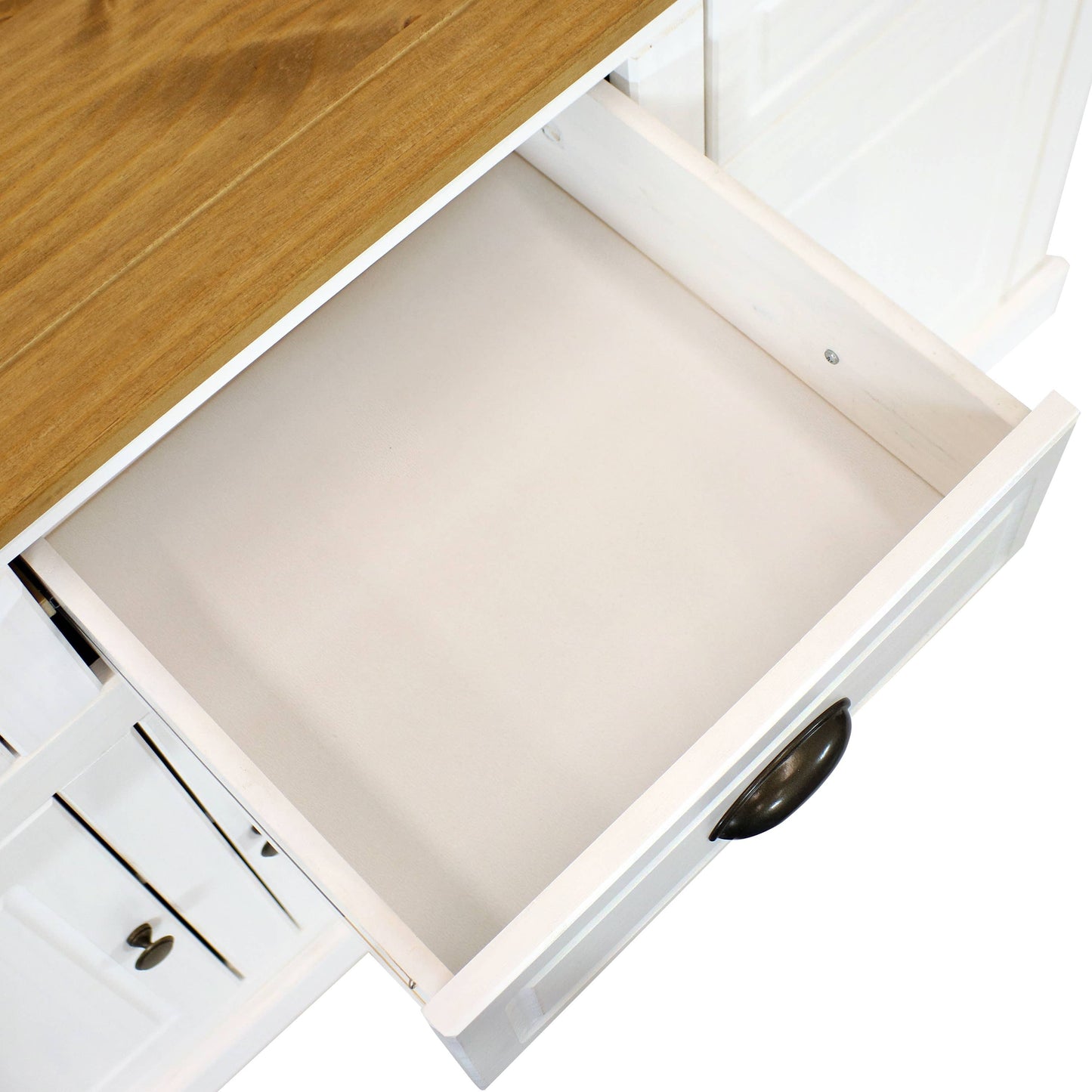 Solid Pine Sideboard with 3 Drawers and 3 Doors - White