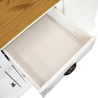 Solid Pine Sideboard with 3 Drawers and 3 Doors - White