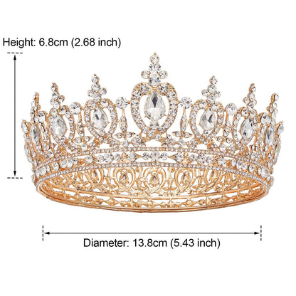 Baroque Queen Crown for Women Wedding Tiara for Bride Gold