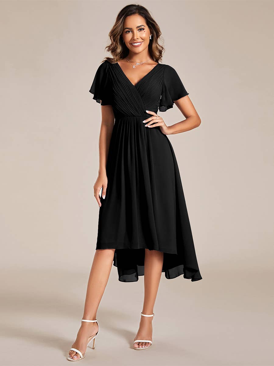 Pleated Ruffles Chiffon Wedding Guest Dresses