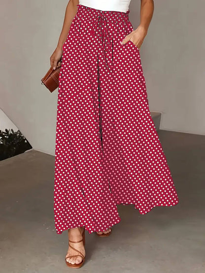 Polka Dot Printed Wide Leg Pants