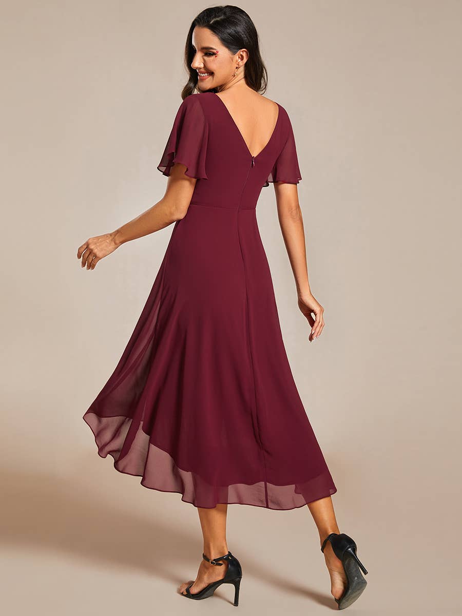 Pleated Ruffles Chiffon Wedding Guest Dresses