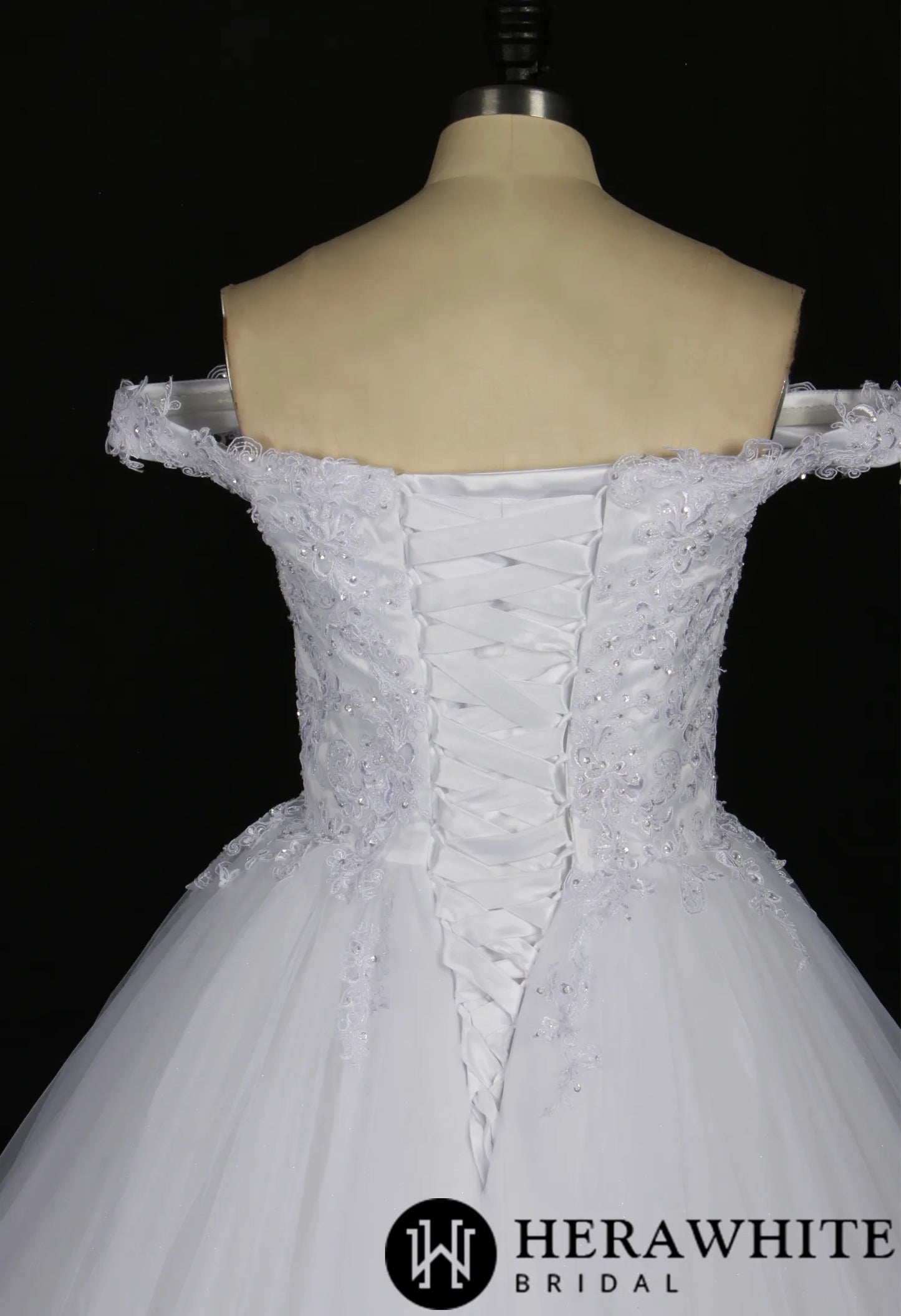 Sequined Lace Off-the-Shoulder Bridal Ballgown