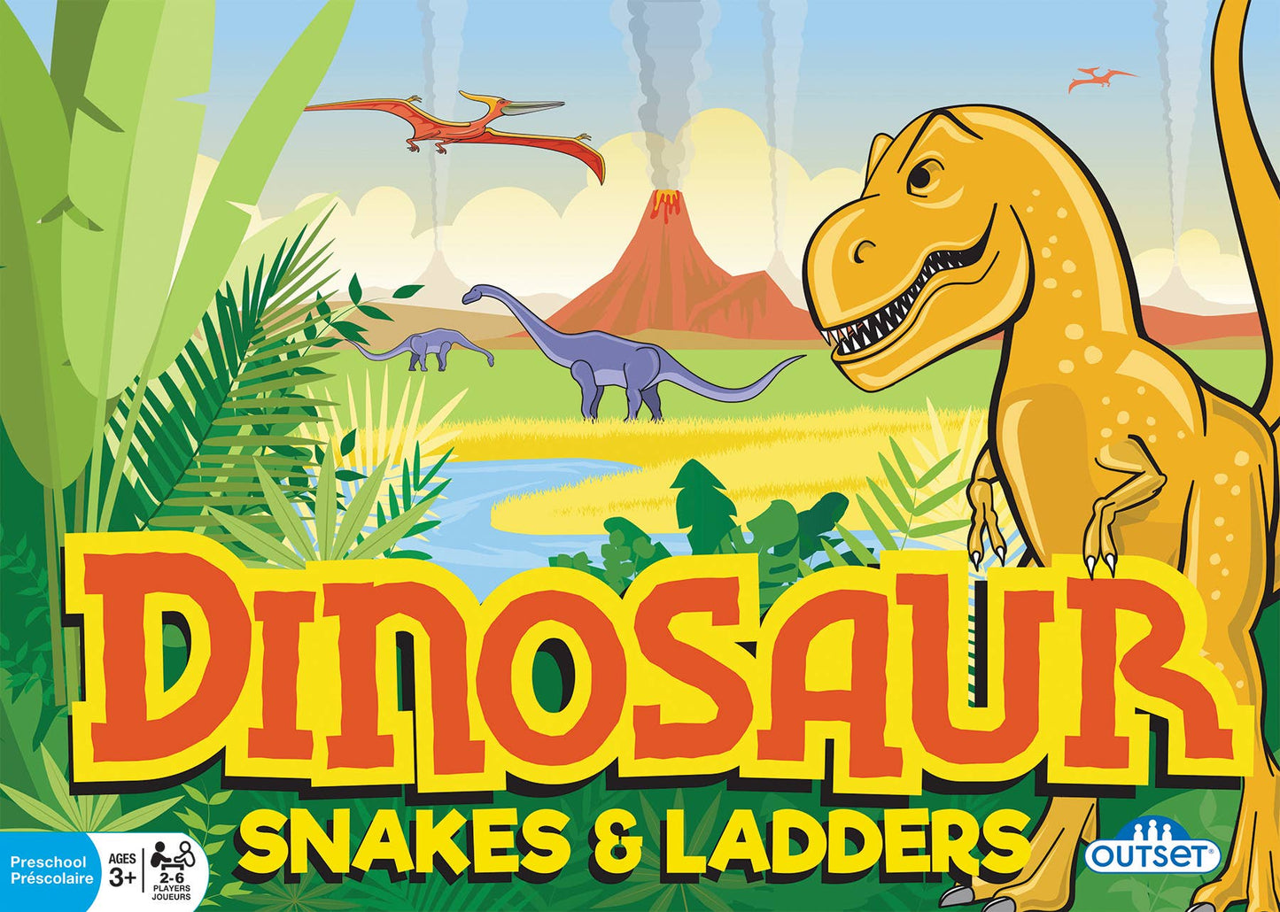 Dinosaur Snakes and Ladders (Vintage Design)  Board Game, 3+