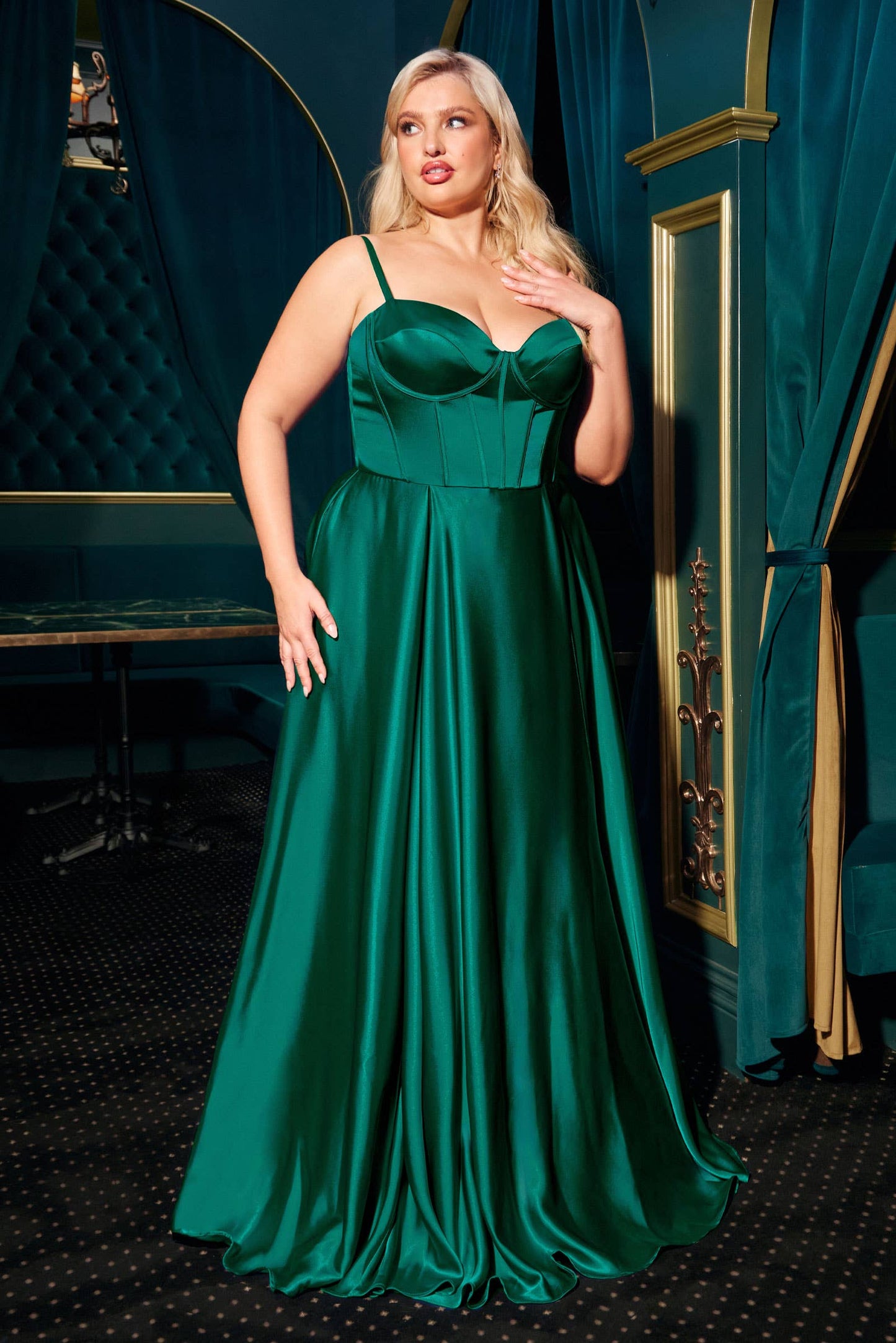 A-LINE SATIN BUSTIER DRESS