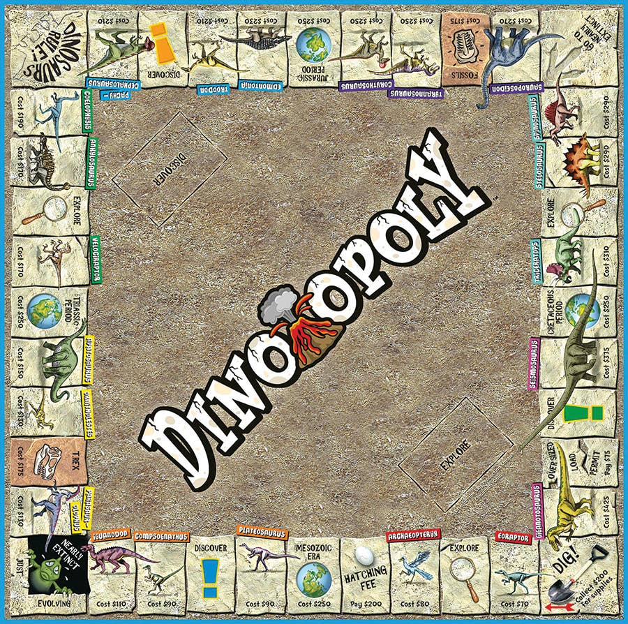 Dino-Opoly (new design) Board Game, by Late for the Sky
