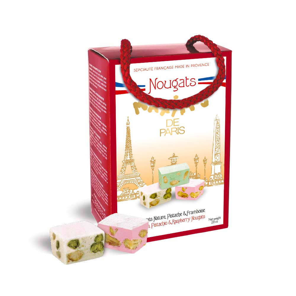 Pack of assorted nougat: plain, pistachio and raspberry