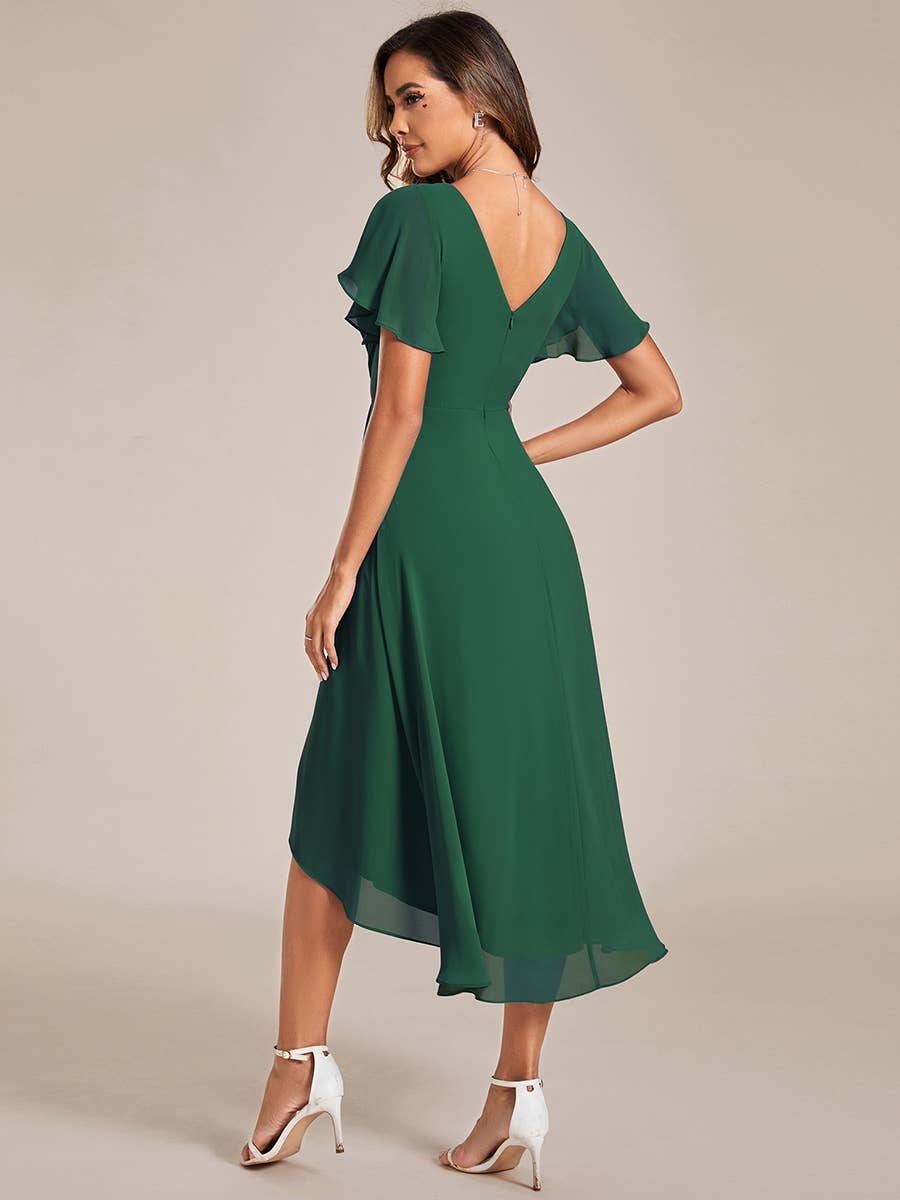 Pleated Ruffles Chiffon Wedding Guest Dresses