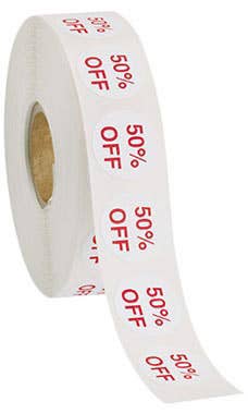Self-Adhesive 50% Off Discount Labels - Roll of 1000
