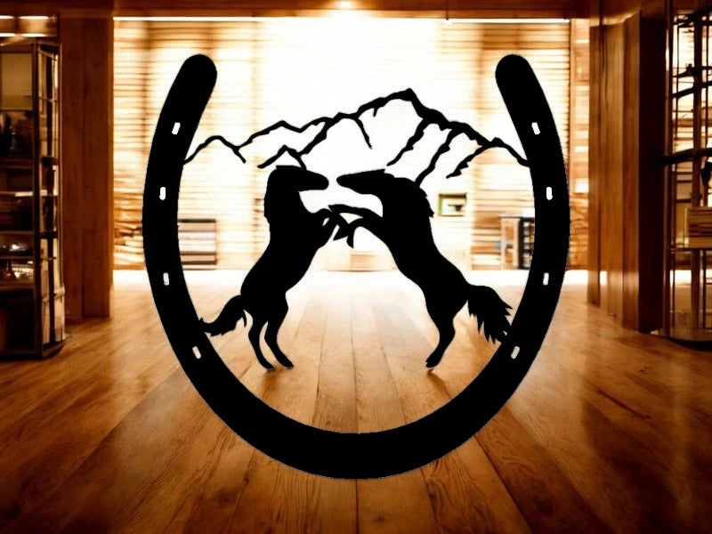 METAL 2 stallions fighting in a horseshoe