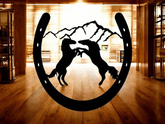 METAL 2 stallions fighting in a horseshoe