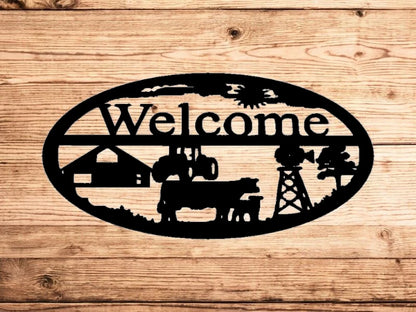 METAL Farm oval welcome
