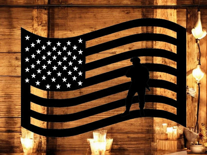 METAL Wavy Flag w/ soldier