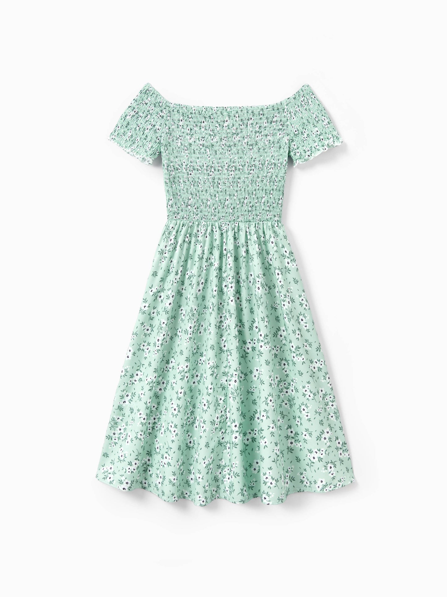 Floral Off Shoulder Shirred Dress