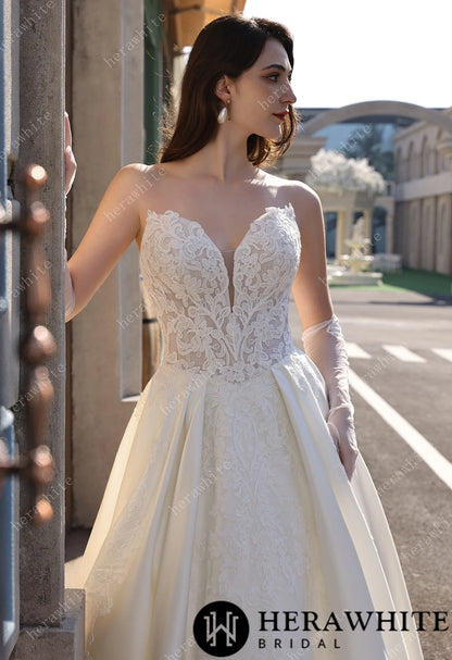Strapless Sweetheart Bridal Gown With Luxurious Satin Wedding Dress HW3821