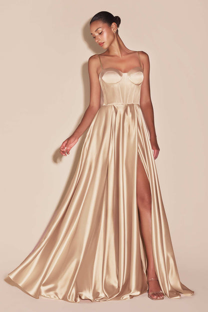 A-LINE SATIN BUSTIER DRESS