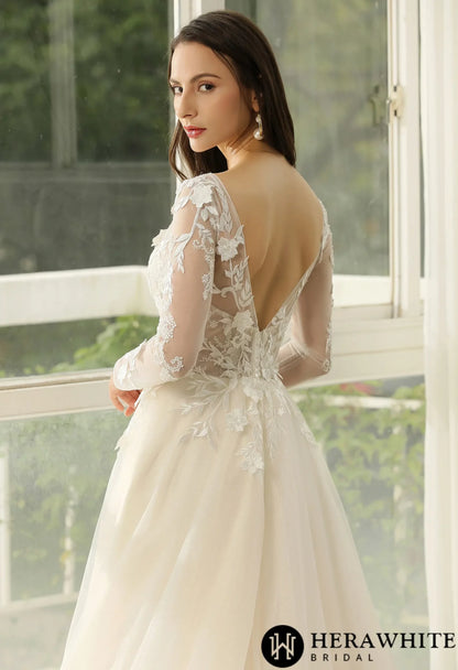 Princess Wedding Dress with Long sleeves