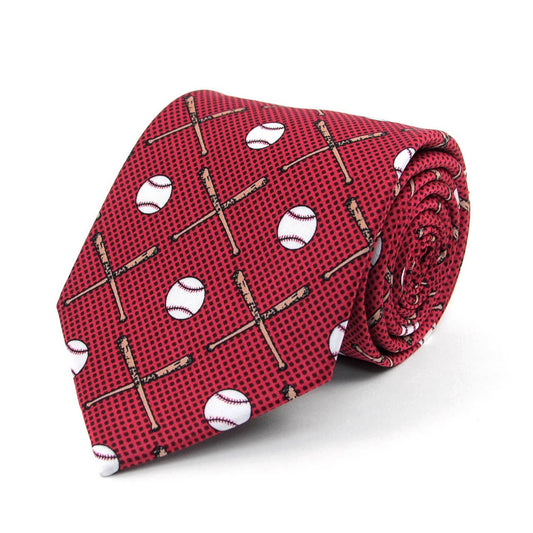 Men's Burgundy Baseball Novelty Tie