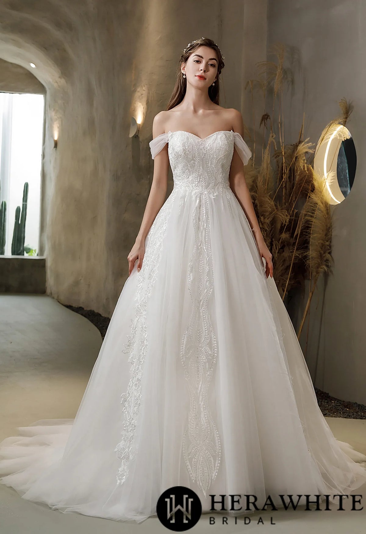 Princess Sweetheart Lace Tulle Ballgown Wedding Dress — HW2526 — image 2