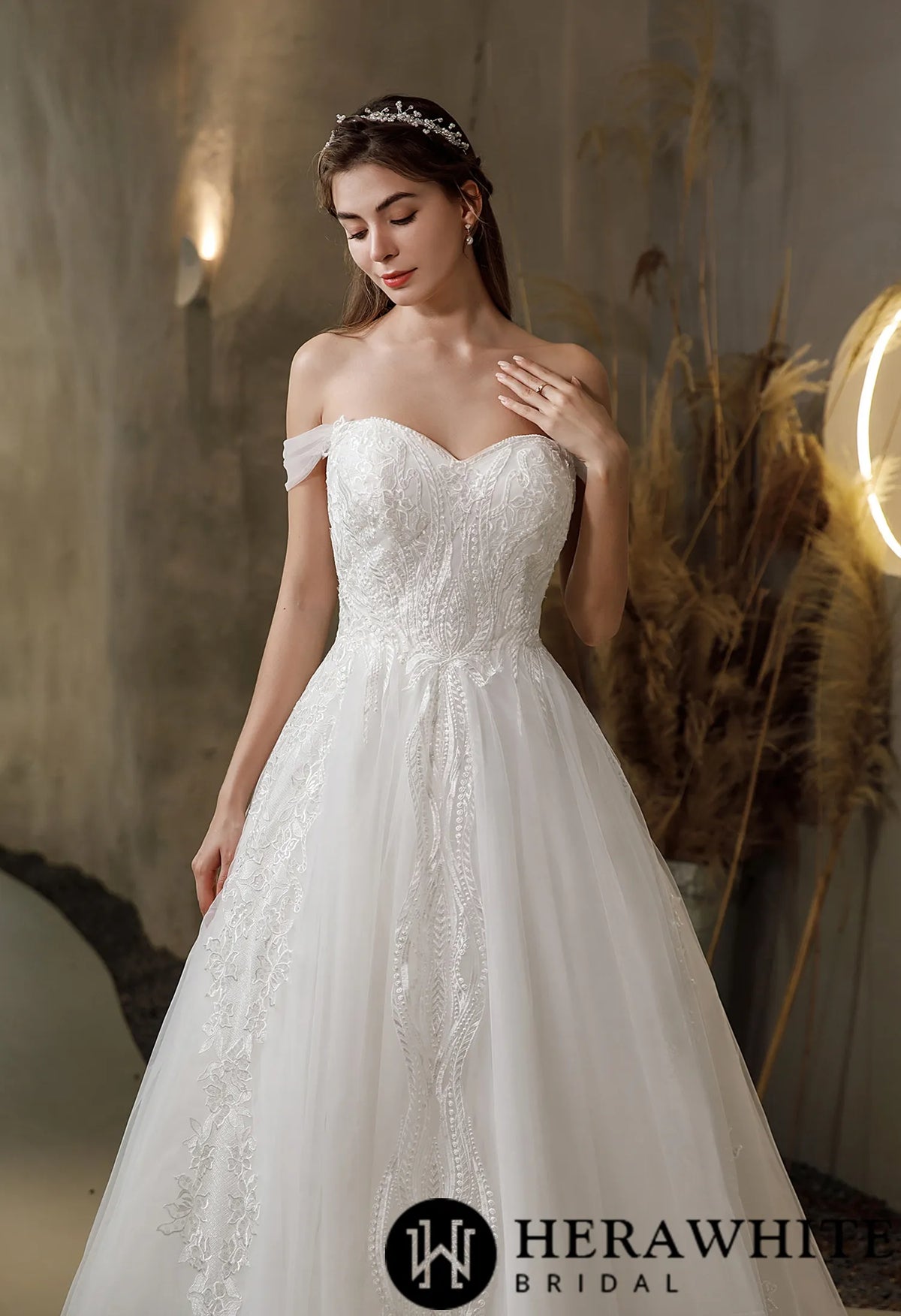 Princess Sweetheart Lace Tulle Ballgown Wedding Dress — HW2526 — image 3