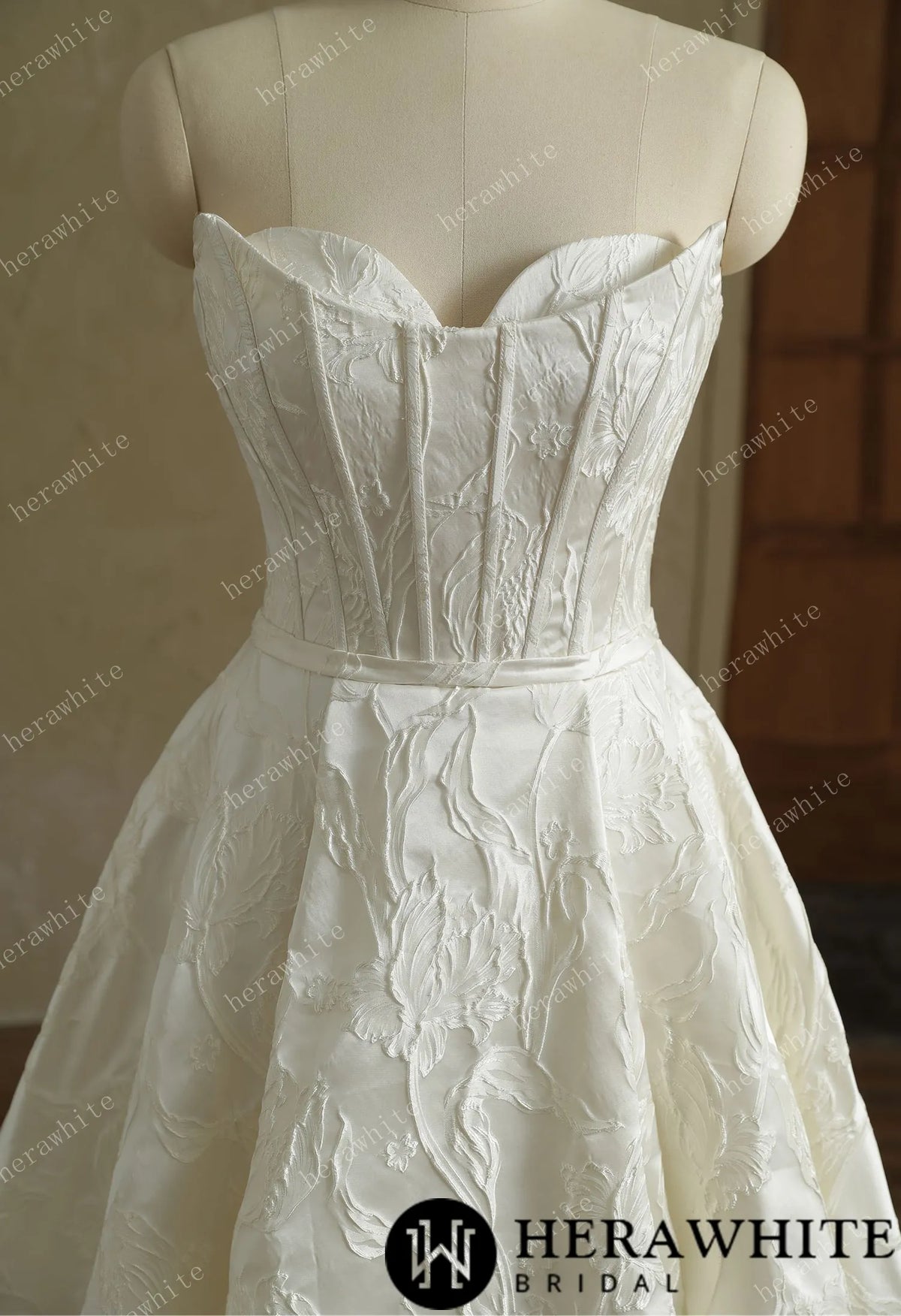 Satin Sleeveless A-Line Split And Grace Wedding Dress — HW3411-W — image 3
