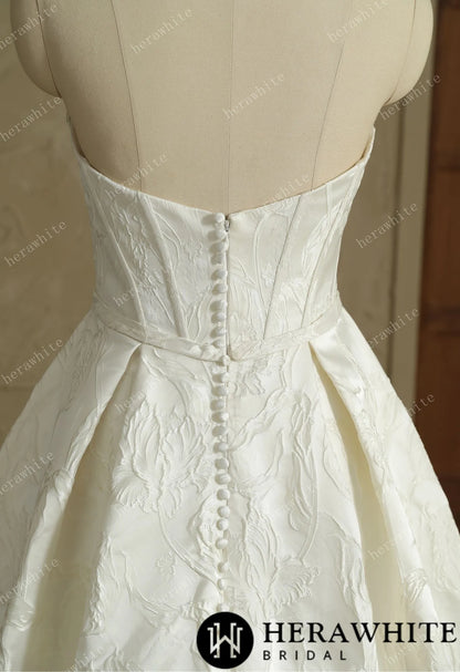 Satin Sleeveless A-Line Split And Grace Wedding Dress — HW3411-W — image 4