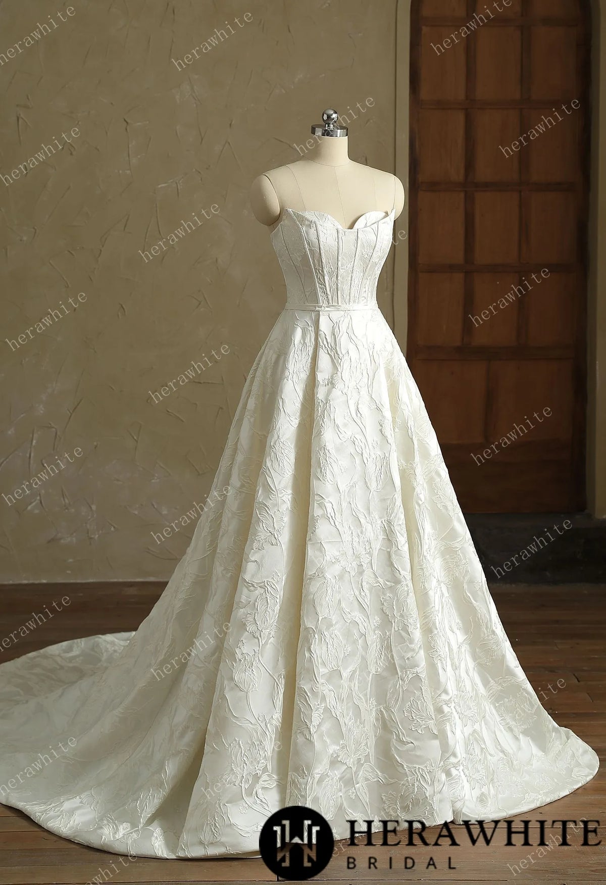Satin Sleeveless A-Line Split And Grace Wedding Dress — HW3411-W — image 5