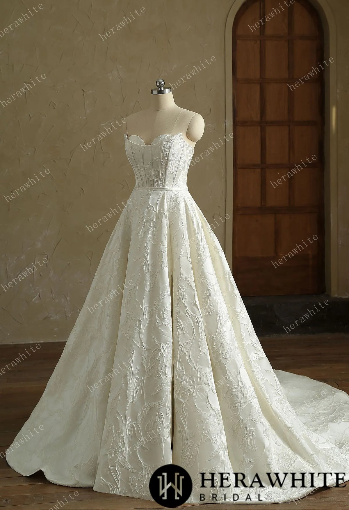 Satin Sleeveless A-Line Split And Grace Wedding Dress — HW3411-W — image 6
