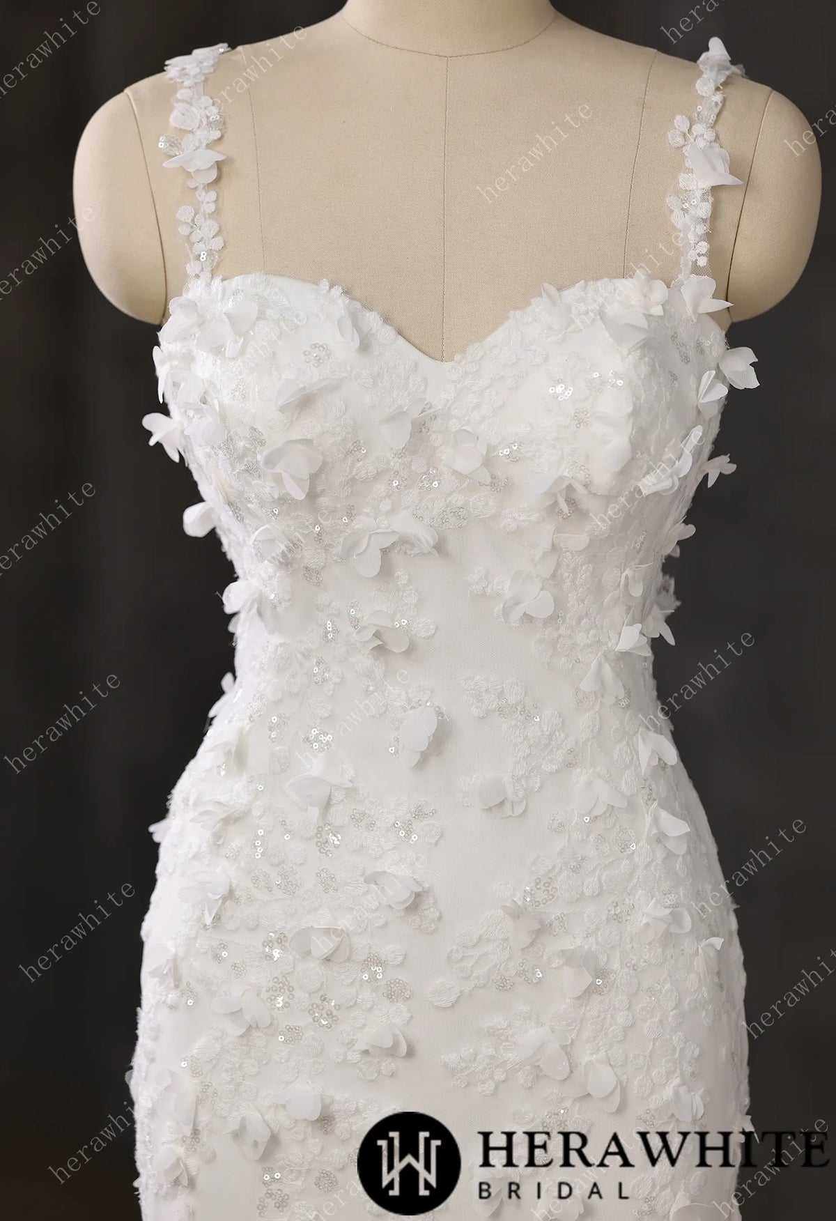 Elegant Wedding Dress with Intricate Floral Embellishments — HW3488 — image 2