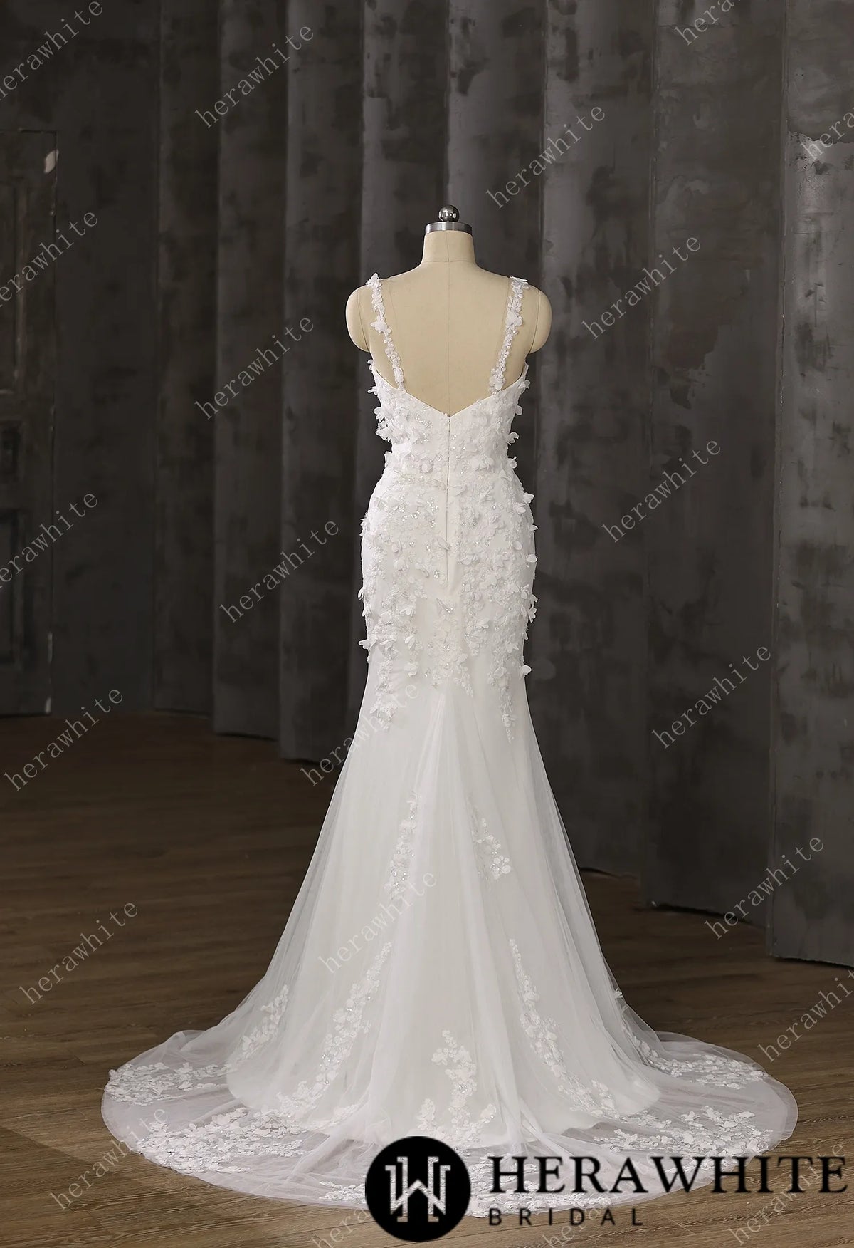 Elegant Wedding Dress with Intricate Floral Embellishments — HW3488 — image 3