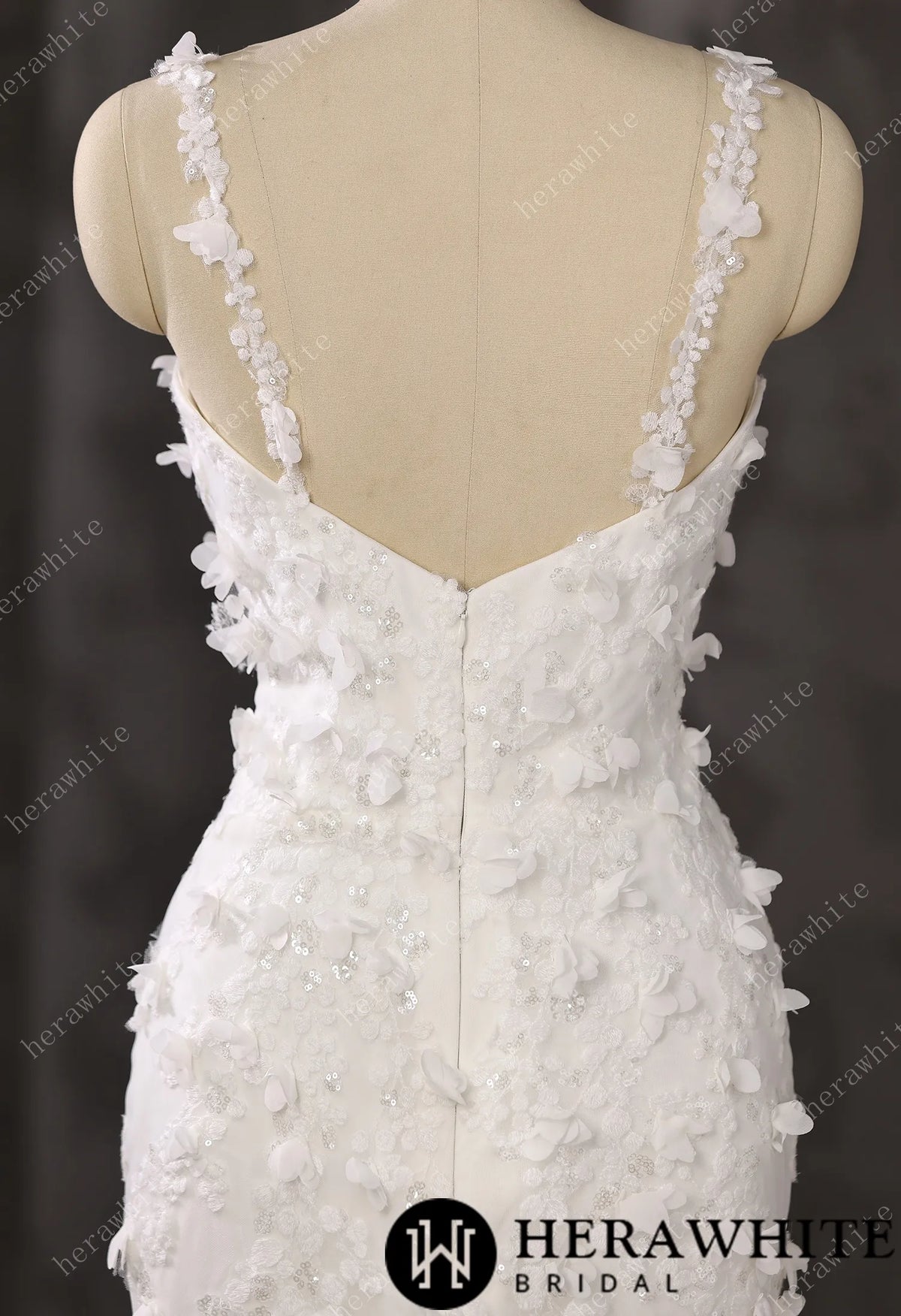 Elegant Wedding Dress with Intricate Floral Embellishments — HW3488 — image 4