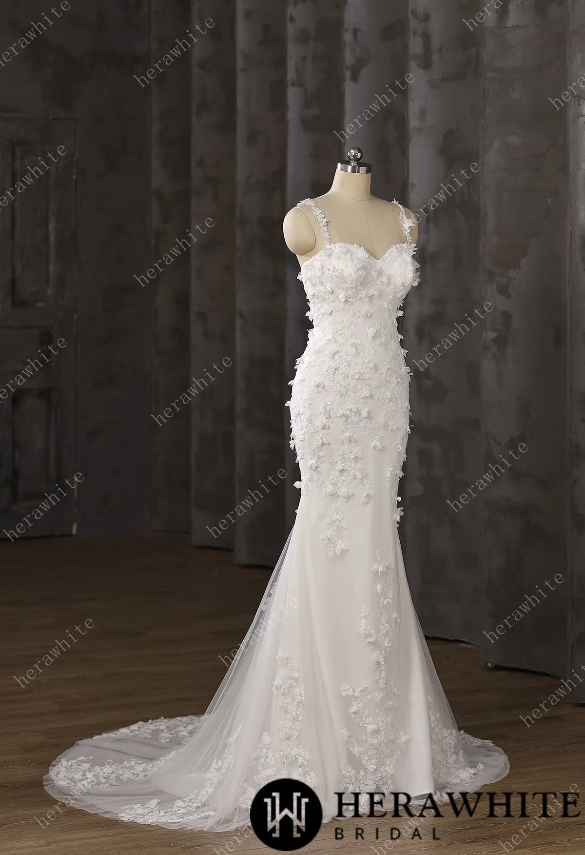 Elegant Wedding Dress with Intricate Floral Embellishments — HW3488 — image 5