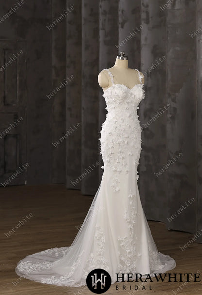 Elegant Wedding Dress with Intricate Floral Embellishments — HW3488 — image 5