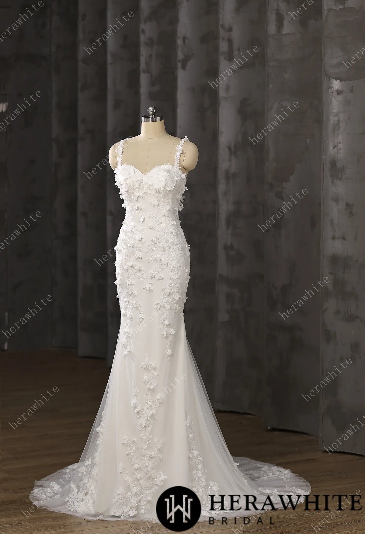 Elegant Wedding Dress with Intricate Floral Embellishments — HW3488 — image 6
