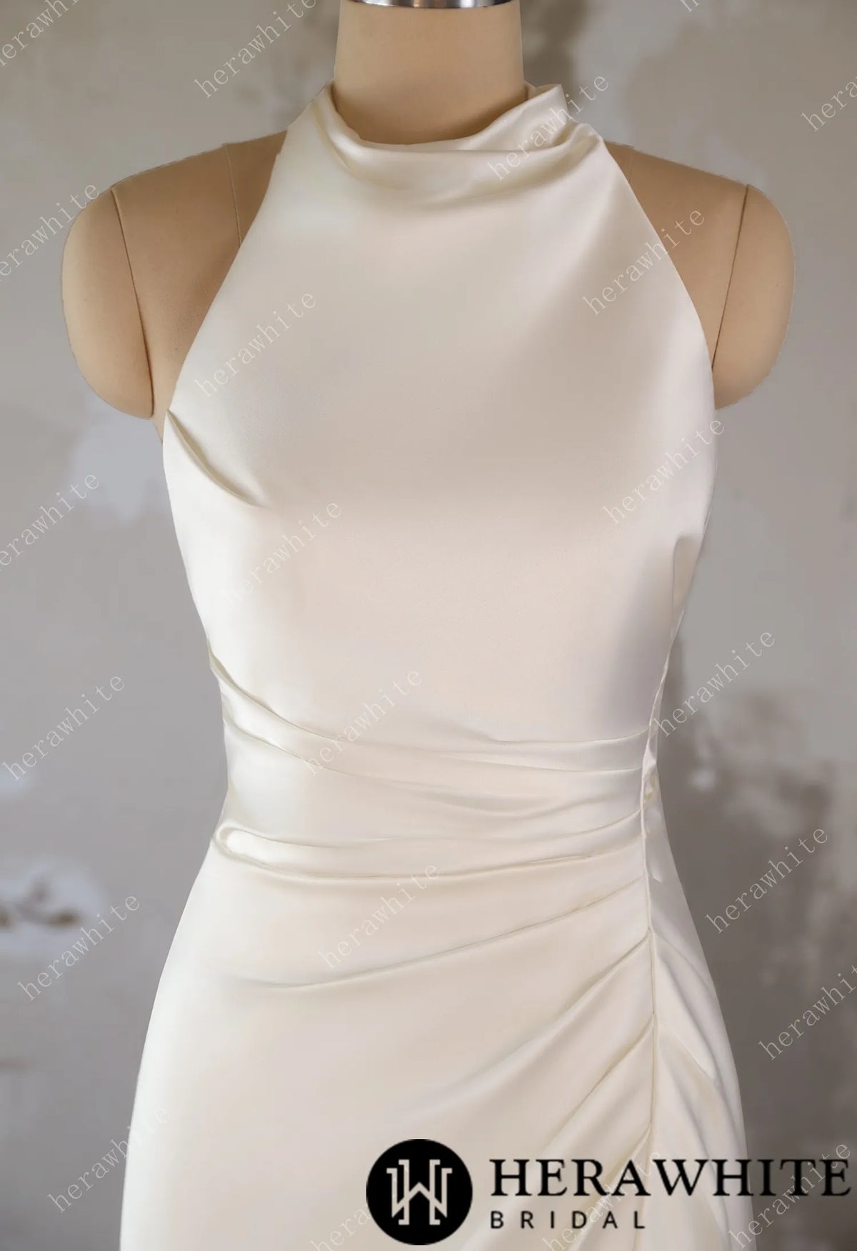 Timeless Elegance: High-Neck Wedding Dress with Dramatic Train — HW3495 — image 3