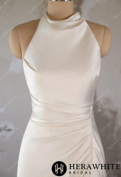 Timeless Elegance: High-Neck Wedding Dress with Dramatic Train — HW3495 — image 3
