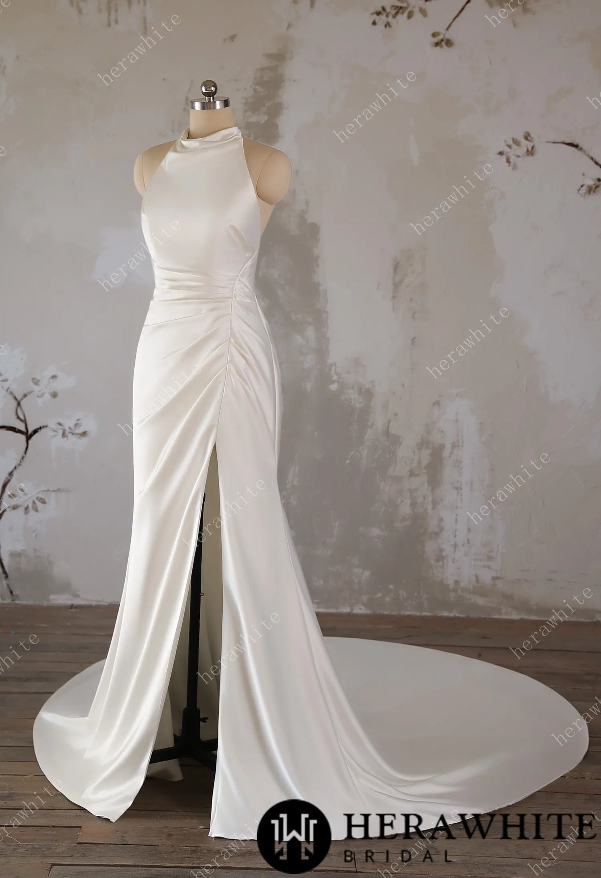 Timeless Elegance: High-Neck Wedding Dress with Dramatic Train — HW3495 — image 4