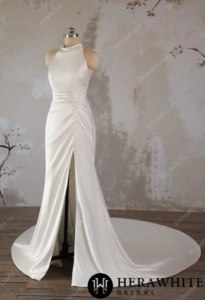 Timeless Elegance: High-Neck Wedding Dress with Dramatic Train — HW3495 — image 4